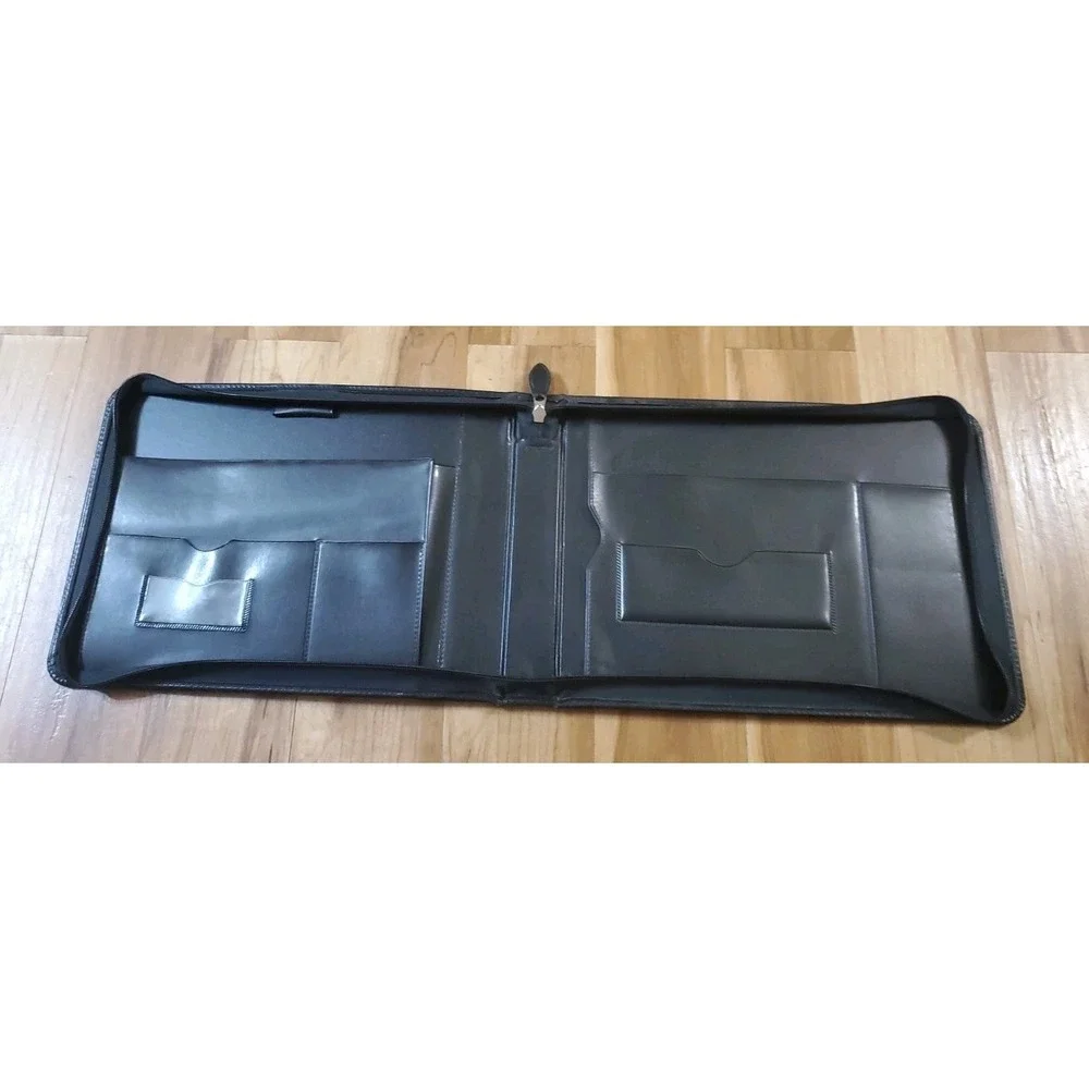 Black Genuine Leather Zippered Zip Around Portfolio Documents 15.5